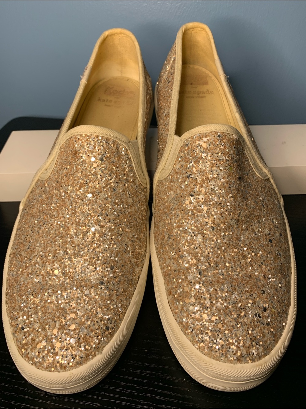 Keds Gold Glitter Slip-On Flats